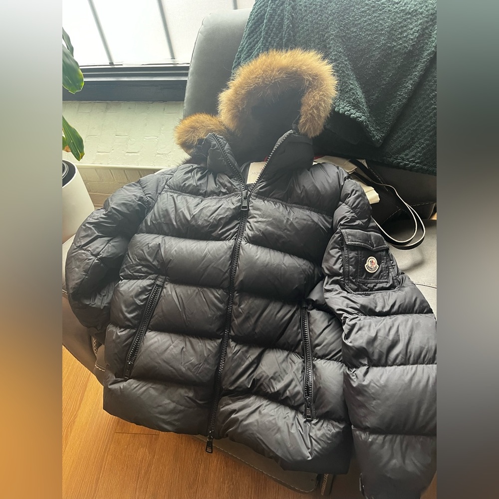 Moncler Down Fur Black Puffer Jacket Mens Size 4